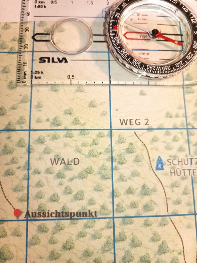 Kartenmaßstab und UTM-Gitter zur Entfernungsmessung